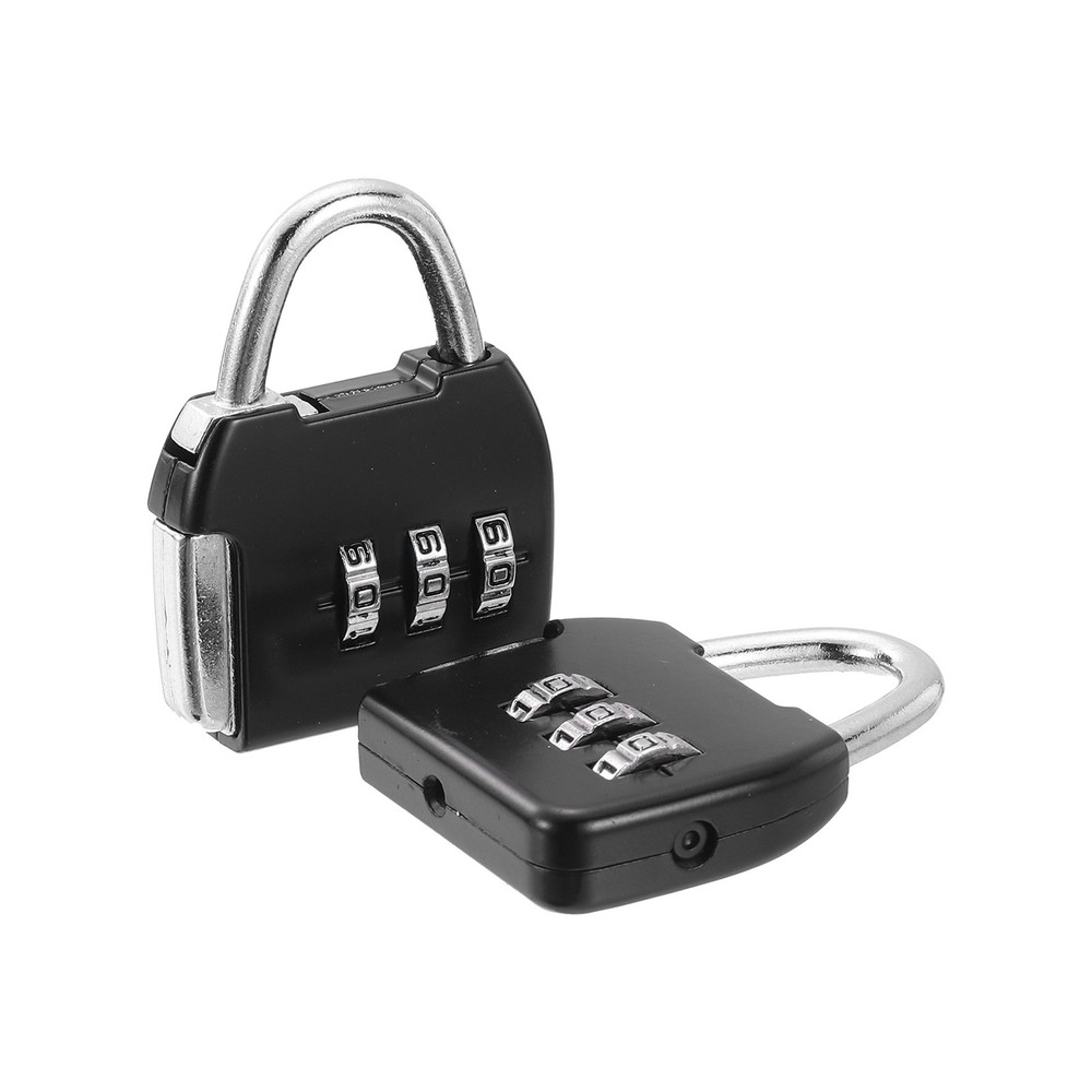 2Pcs Resettable 3 Digit Combination Lock Code Padlock, Black (47 x 36mm)