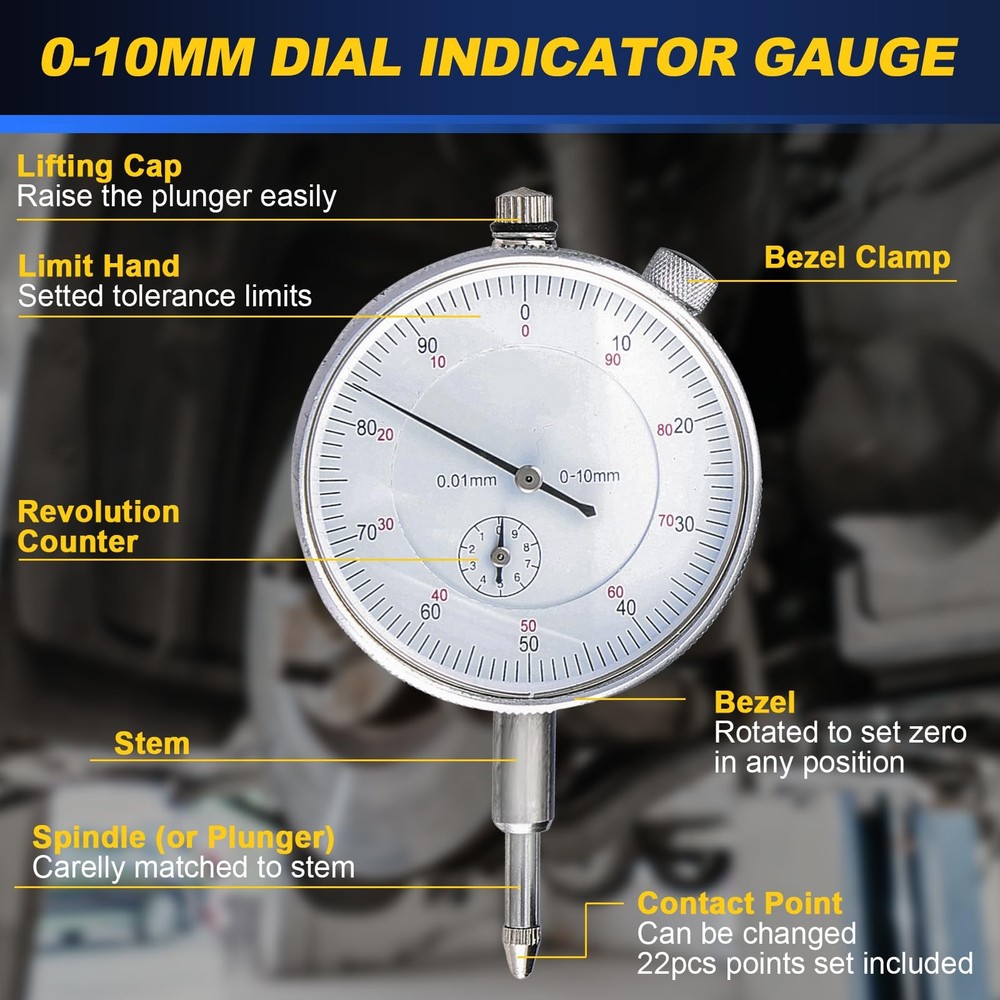 Dial Indicator with Magnetic Base Holder, Magnetic Dial Indicator Base Holder...