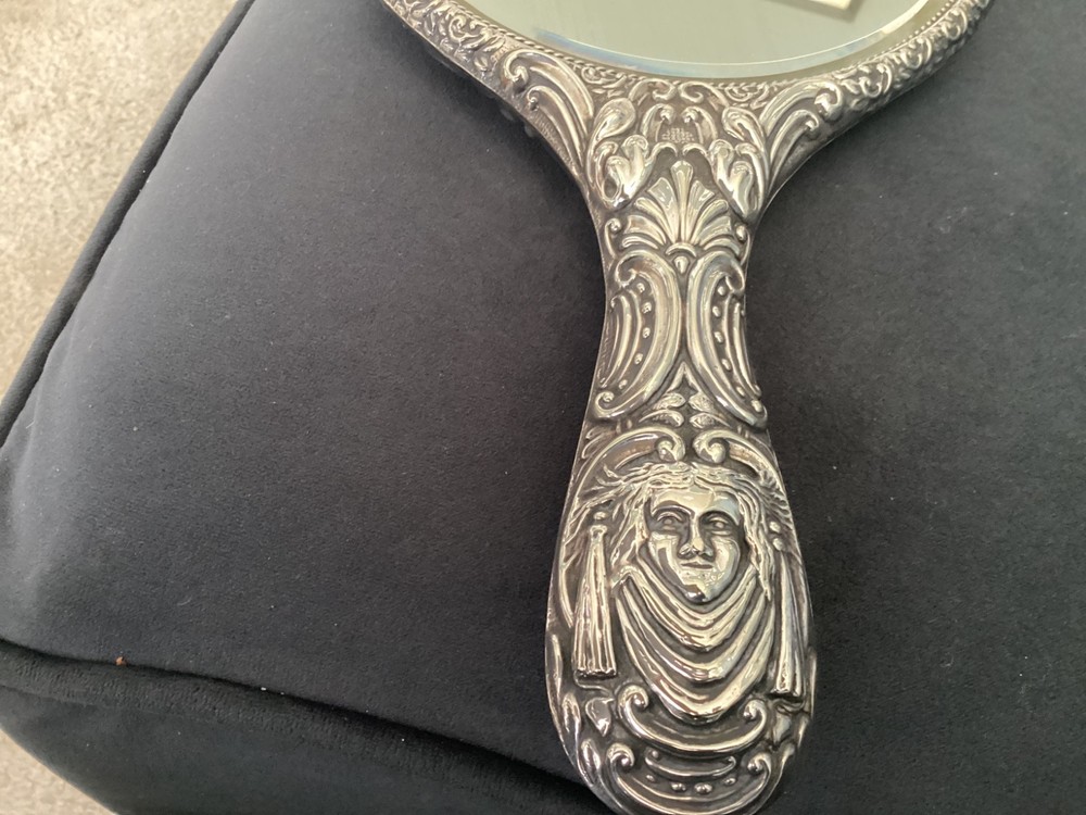 Antique silver plate Art Nouveau Silver Plated Hand Mirror.woderfull design