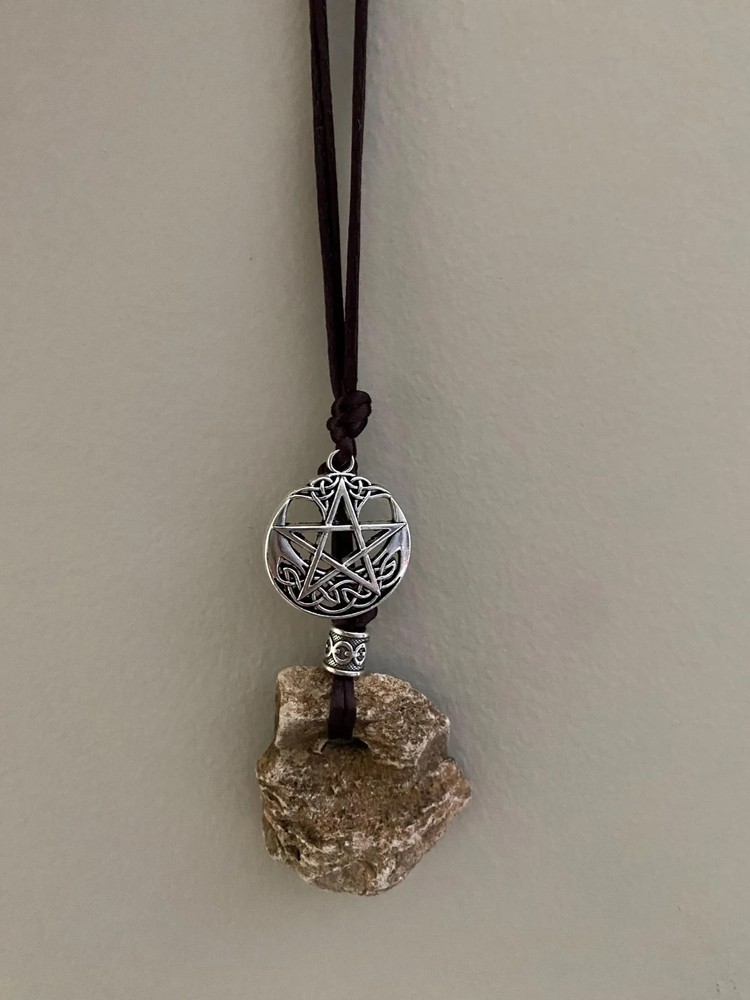 Hag Stone Pentacle Wall Hanging, Protection Amulet