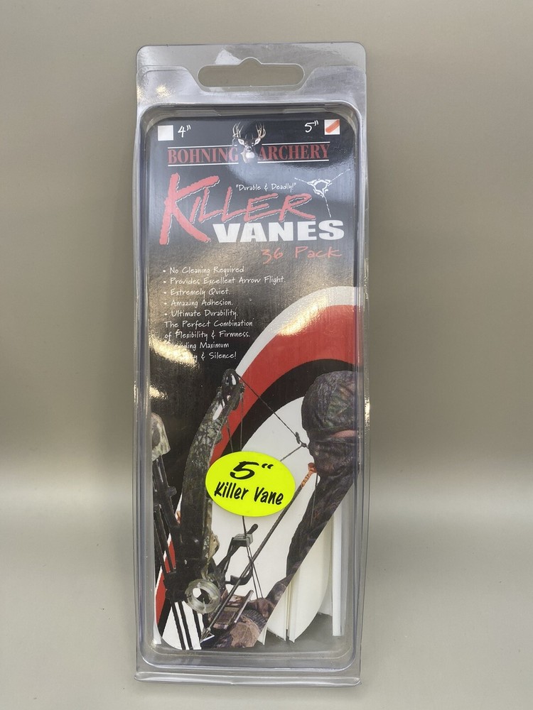 Bohning Archery Killer Vanes 36 Pack White 5”