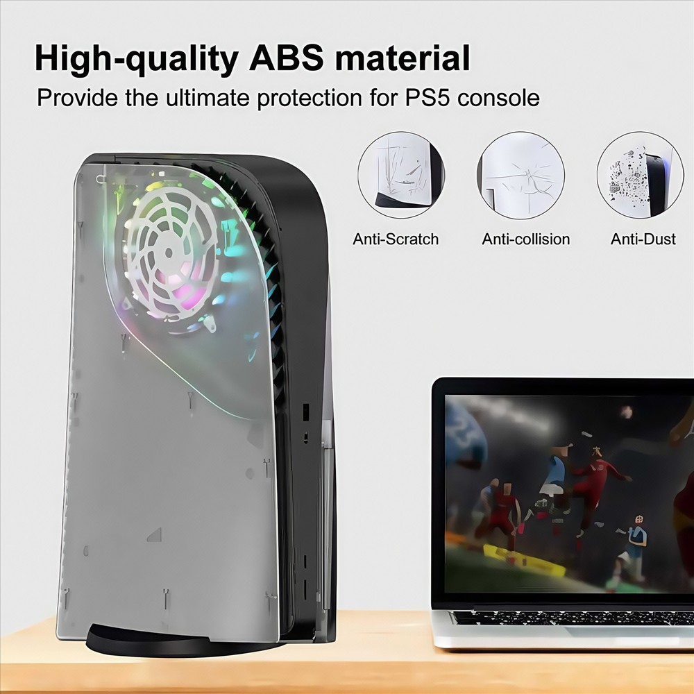 RGB Light Ring & Transparent Replacement Shell for PS5 Disc Edition Console