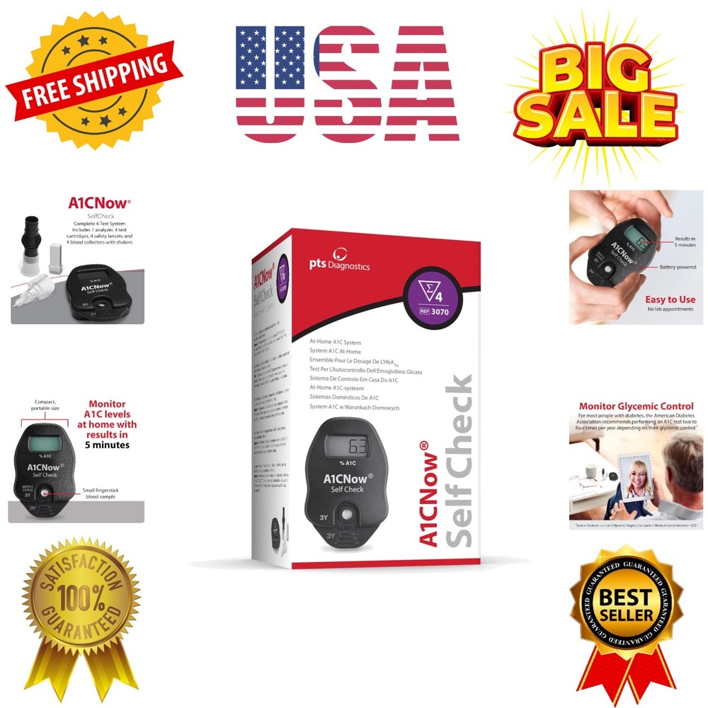SelfCheck, A1C Home , Includes Analyzer and 4 Tests, Displays Results in 5 Mi...