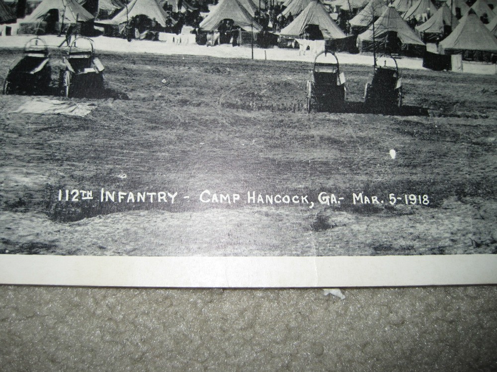 Antique & Original WW1 Panoramic 112th Infantry Camp Hancock, GA
