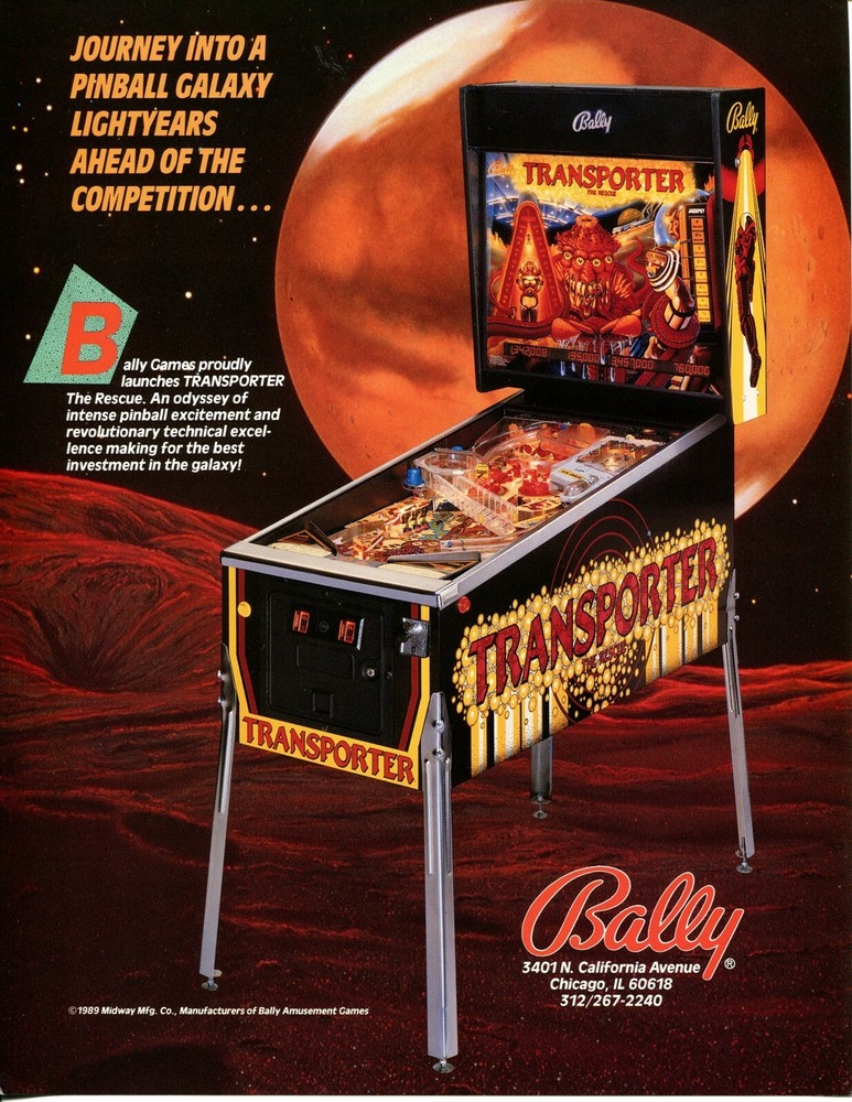 Transporter Bally Pinball Flyer / Brochure / Ad