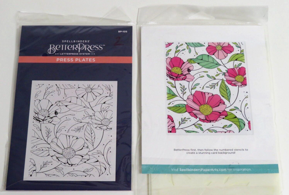 SPELLBINDERS BetterPress COSMOS BACKDROP Letterpress Plate +5pc LAYERED STENCILS