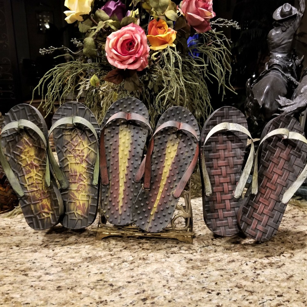 Metal Wall Art Flip Flops Sculpture 27"