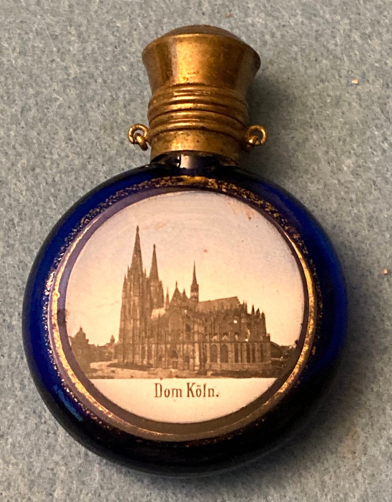 DOM KOLN TINY COBALT BLUE GLASS SCENT BOTTLE