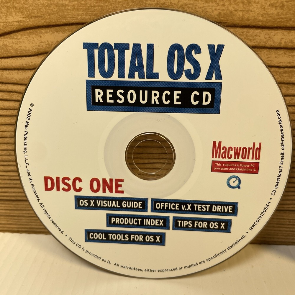 2002 TOTAL OS X Resource CDs Macworld - Guide, Shareware, Demos & Mac Info