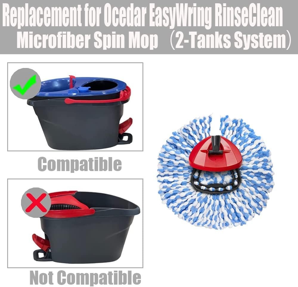 Spin Mop Head, Base, Handle Replacement for O-ceda EasyWring RinseClean Micro...