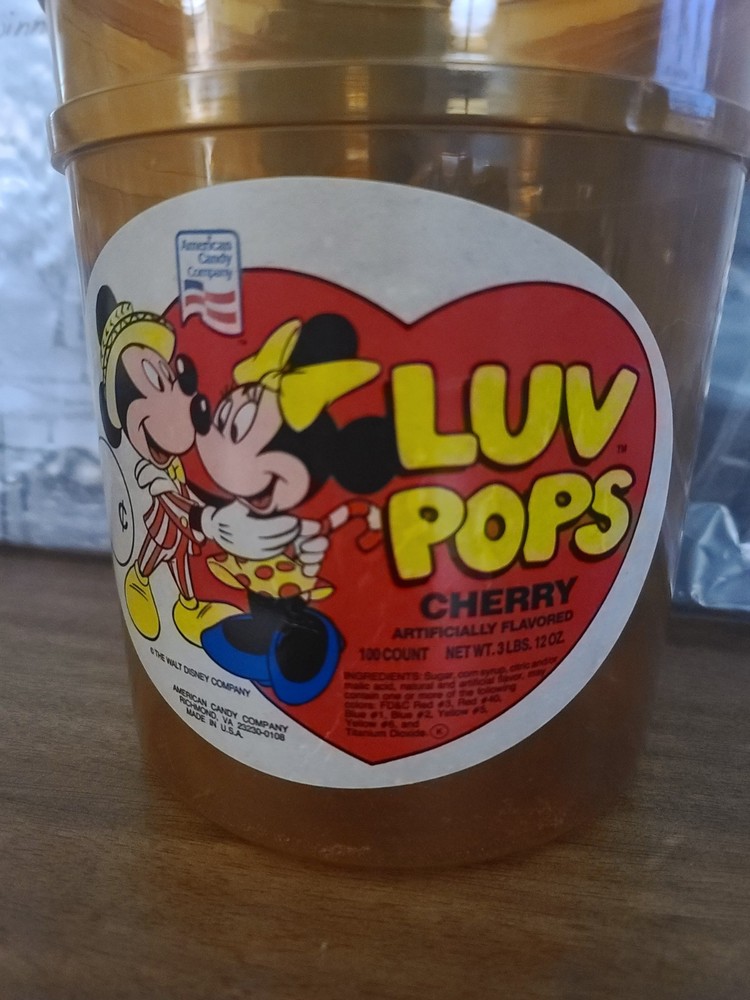 Luv Pops Walt Disney Company Cherry Candy Container