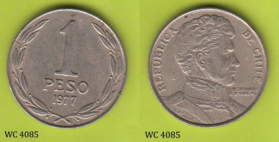 Chile 1 Peso 1977 So (Bernardo O'Higgins) Coin