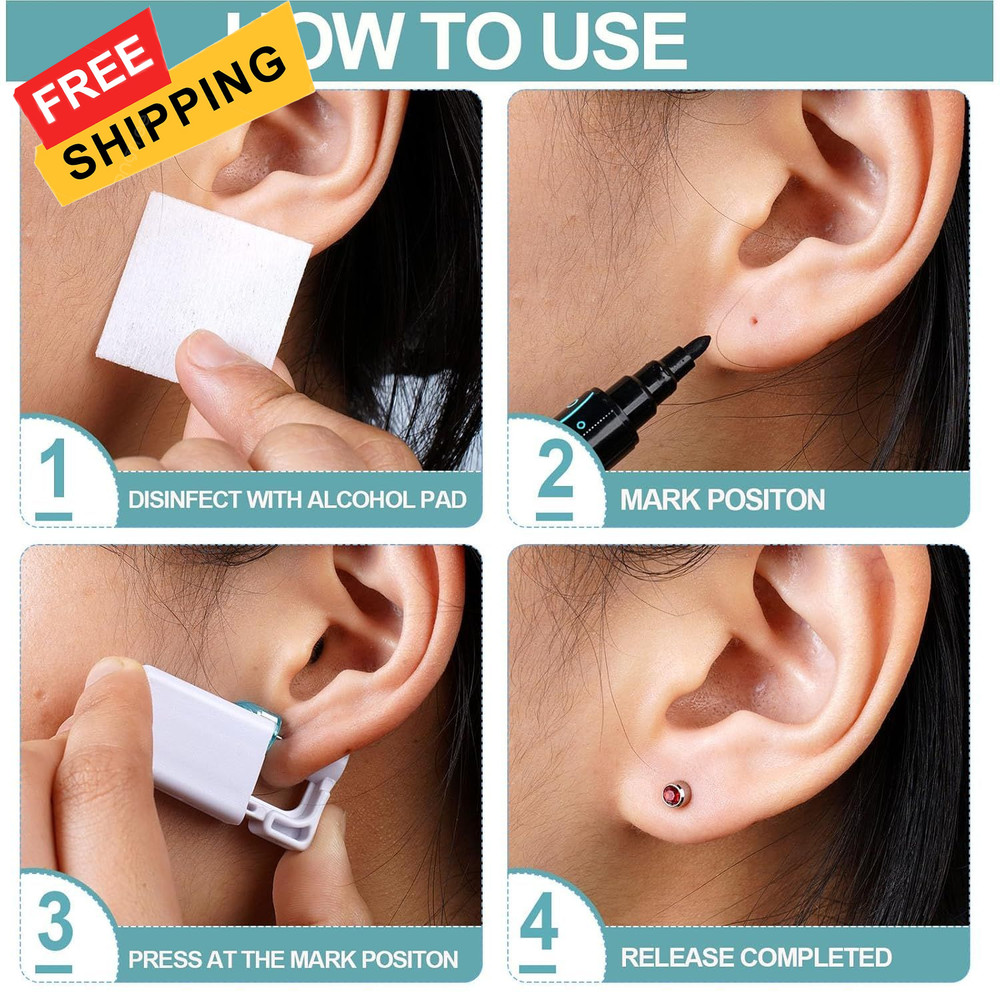 12PCS Ear Piercing Kit, Disposable Self Gun Kit with Studs...