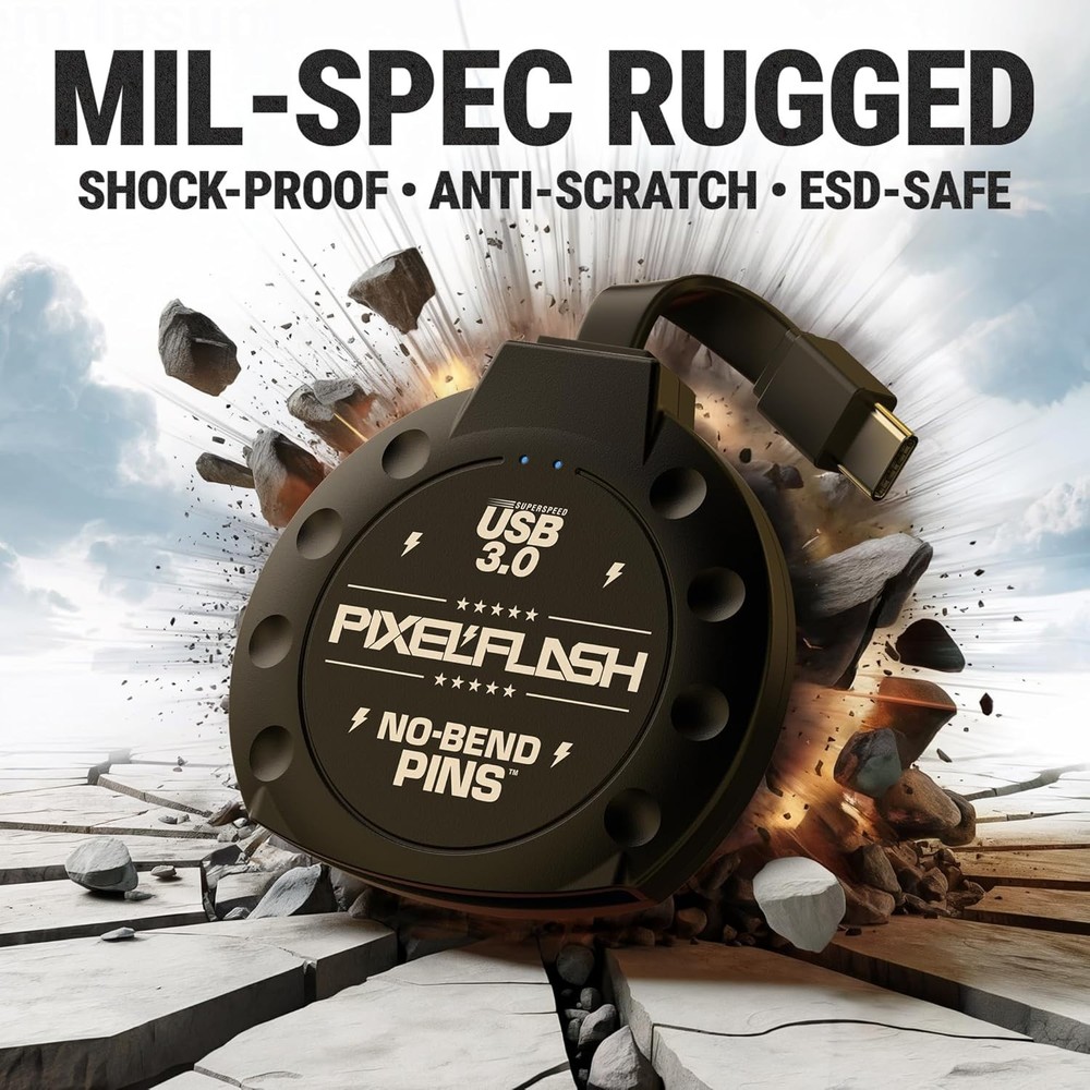 PixelFlash No-Bend Pins CF Reader USB Type-C 2” Cabled Compact UDMA7 Flash Card