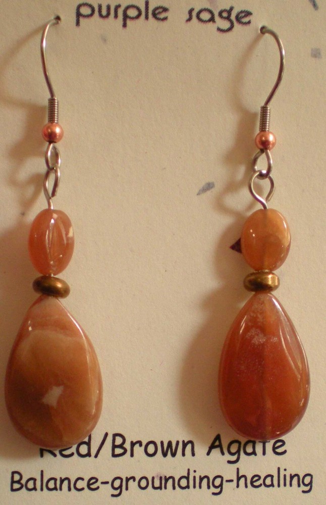 Agate Drop Earrings - Balance, Grounding, Healing e128