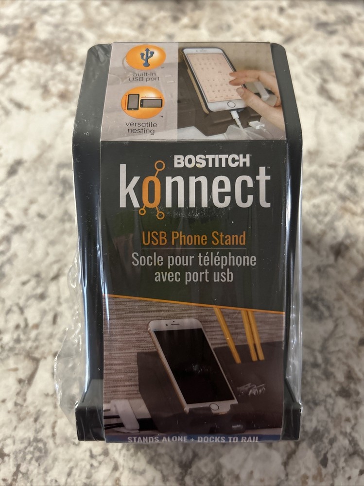 Bostitch Konnect Plastic Phone Dock with USB Port BLACK