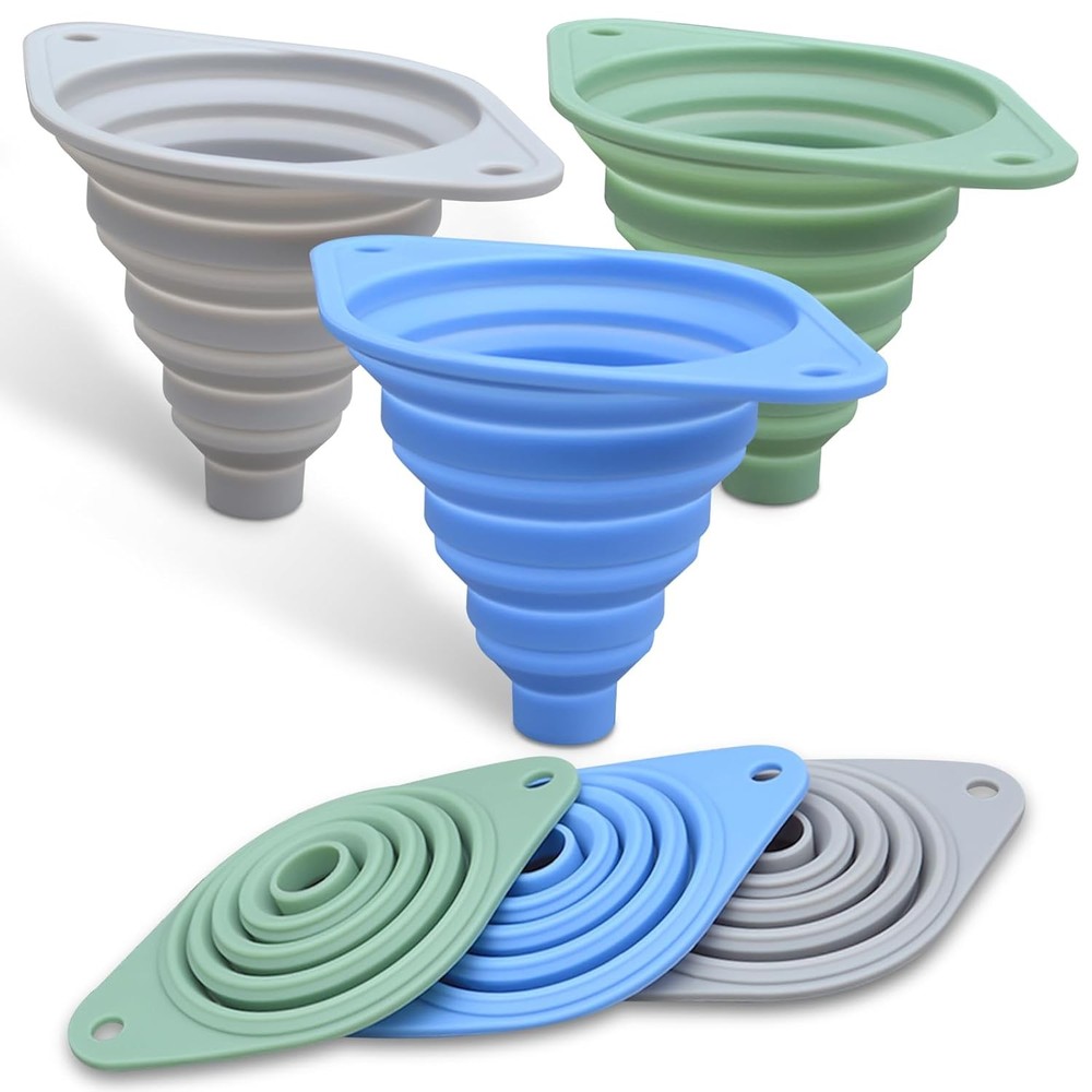 Kitchen Funnel Set 3 Pack Silicone Collapsible