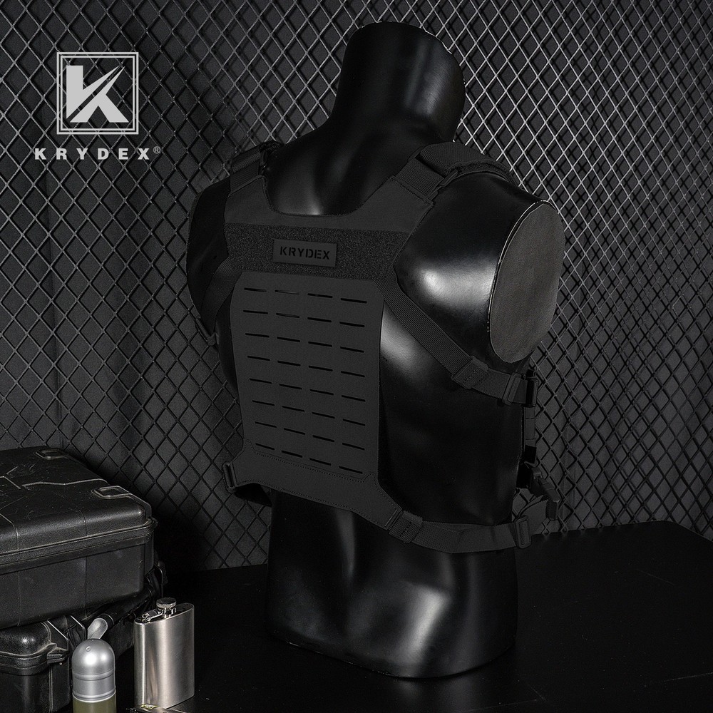 Krydex Tactical Chest Rig Shoulder Strap with Back MOLLE Panel Harness Vest BK