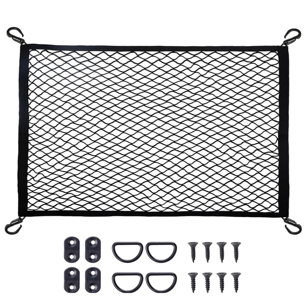 Cargo Net For SUV With Hooks Adjustable Elastic Organizer Black 3.3x2 Ft