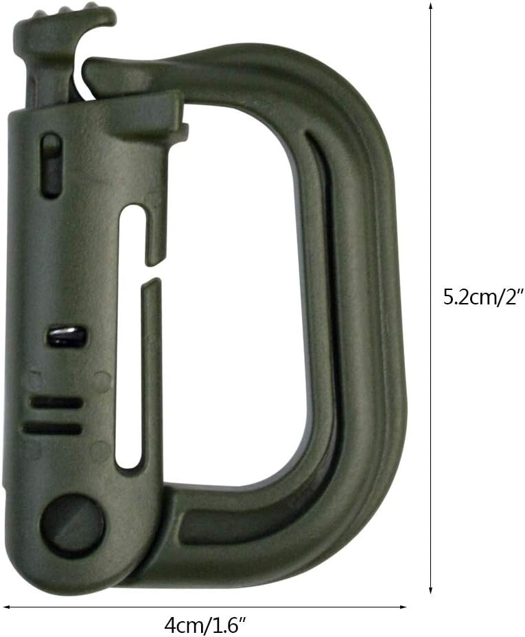 18PCS Multipurpose Grimlock D-Ring Locking Molle Clip Tactical Hanging Hook Bag