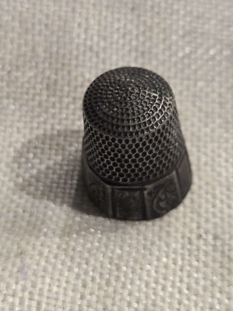Antique Sterling Silver Thimble. Decorative Scrolls/monogram Panels On Base