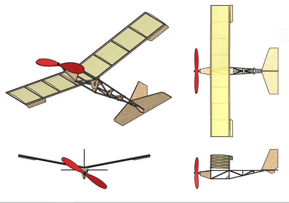 Aerobug Free Flight Rubber Model Plans and Balsa Kit 16" Wing Span Parasol