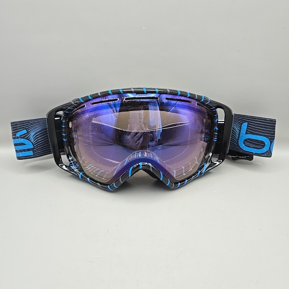 Bollé Gravity Black With Blue & Gray Lines Waves Ski Snow Goggles Adjustable