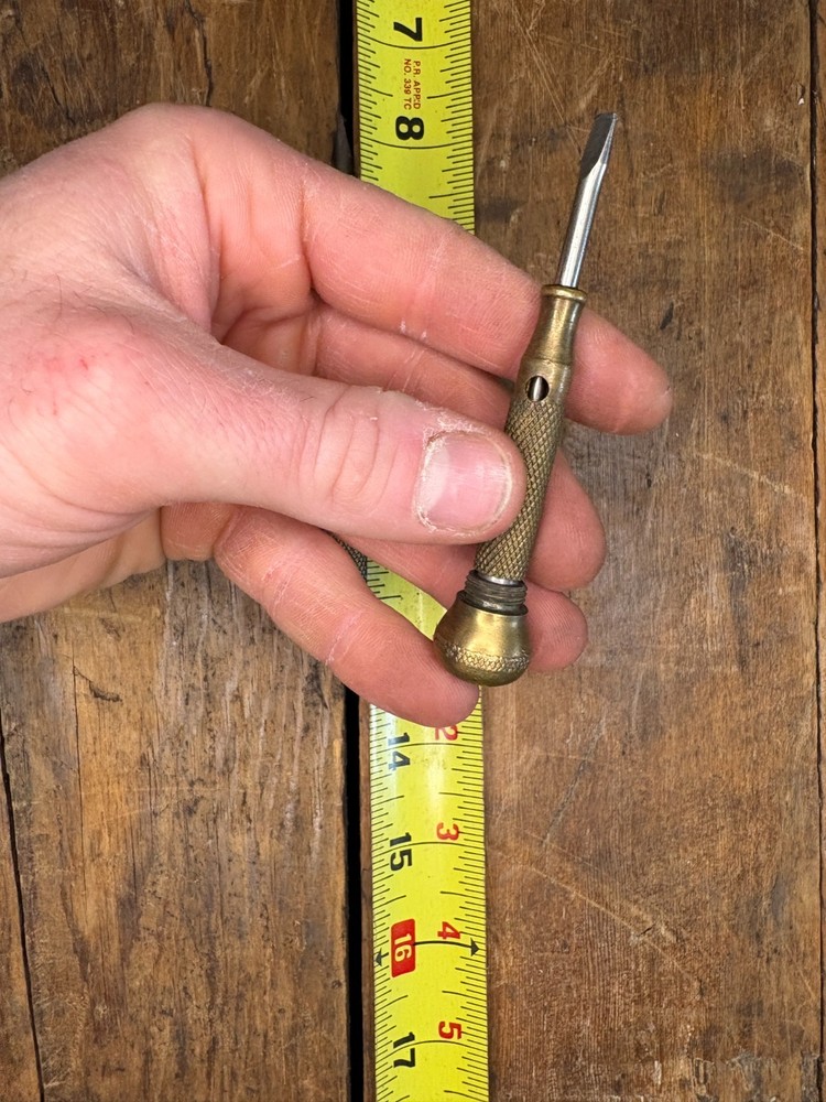 Vintage Solid Brass 4-piece Nesting Screwdriver Set Flat Head 6" Antique Tool