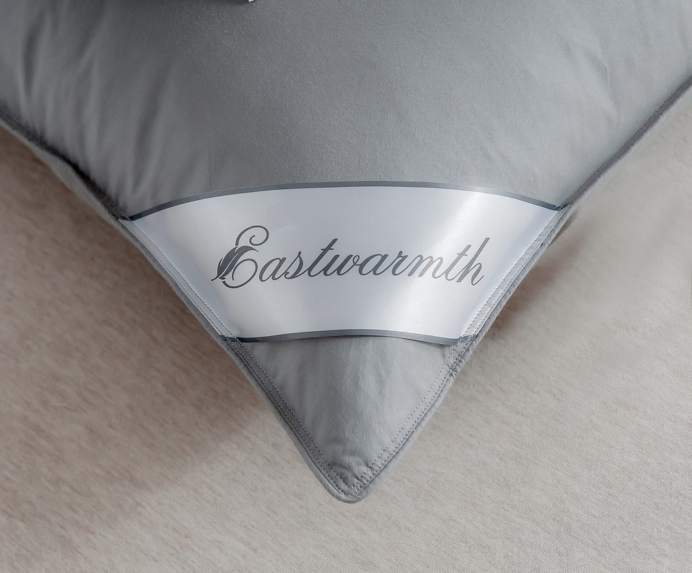 Goose Down & Feather Pillows Soft Insert for Side and Back Sleepers Grey Colo...