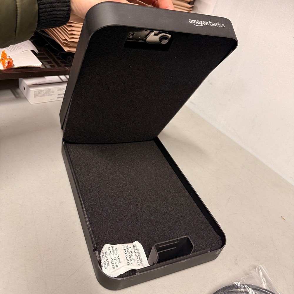 Amazon Basics Portable Lock Box Safe XXL, Black, Small Security Case with Combin