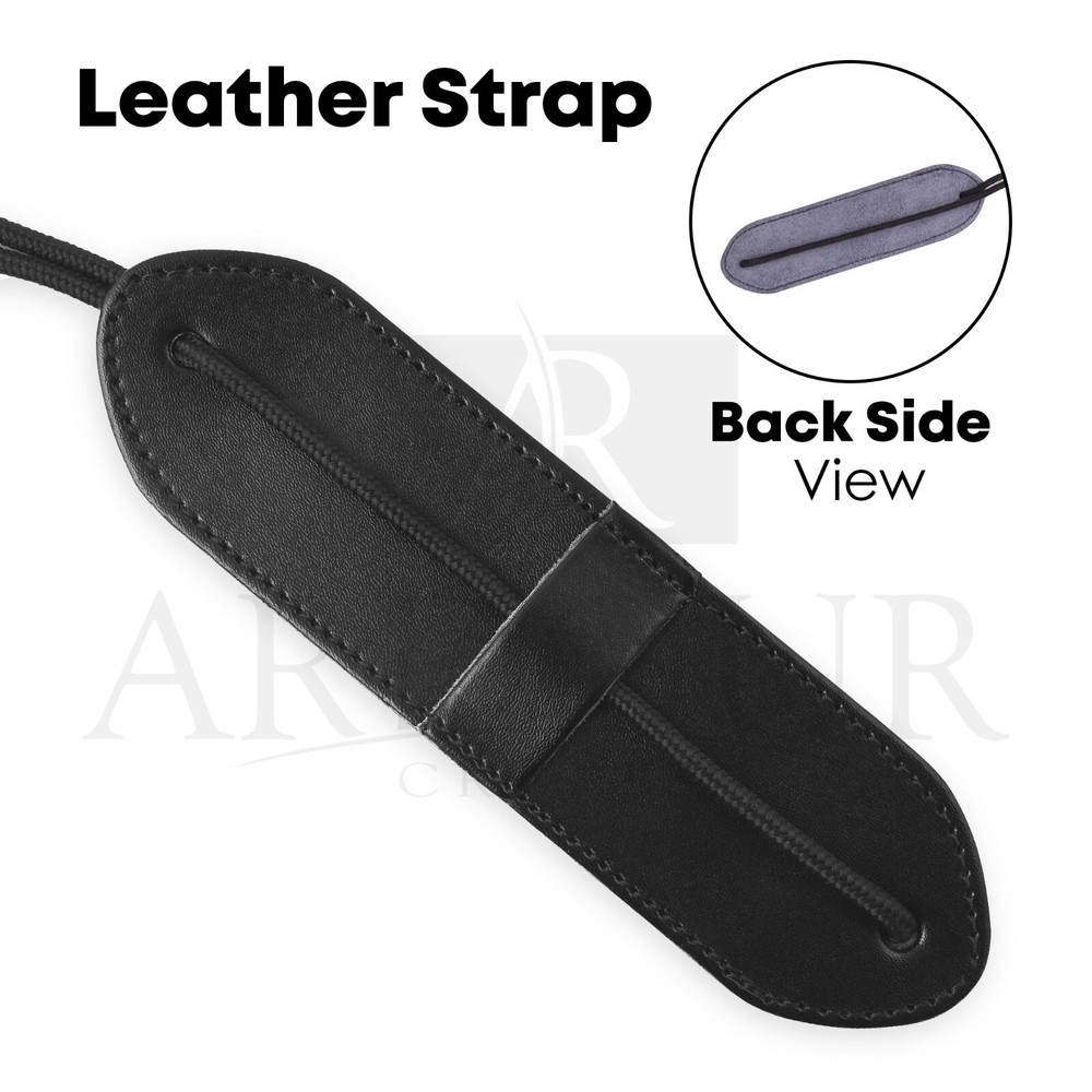 Leather Bow Stringer Cowhide Leather Black Archery Bowstring Tool Rope Stringers