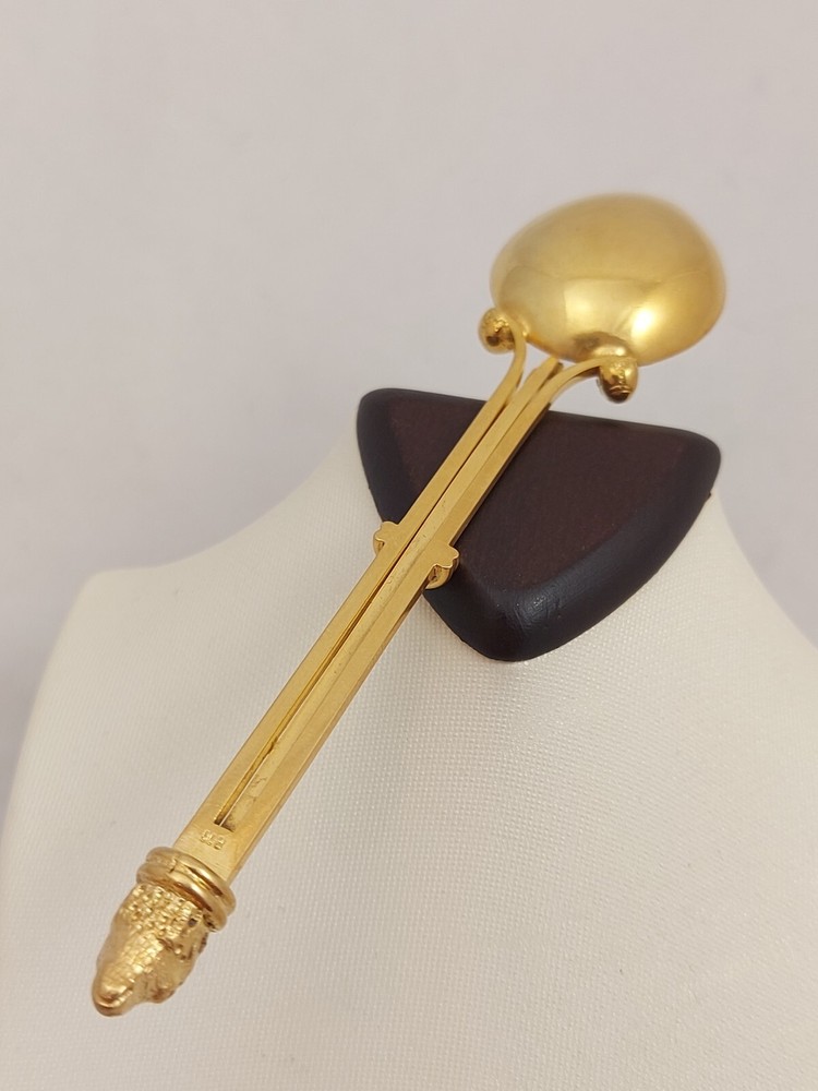 Antique Victorian Memento Mori Skull Solid Silver Gilt Spoon