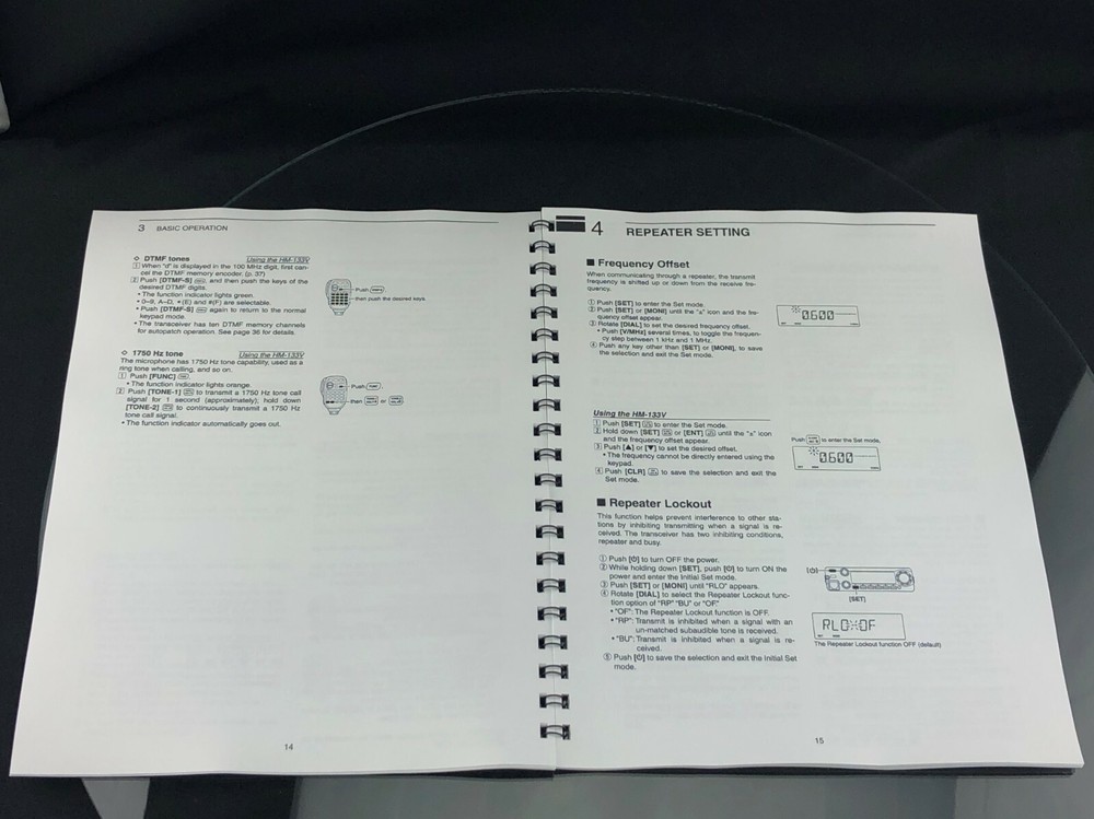 Icom IC-2300H Instruction Manual User Guide Coil Bound Copy