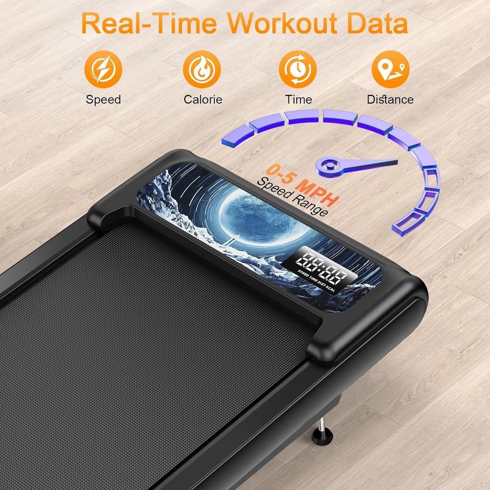 Compact Walking Treadmill Pad with Handrail