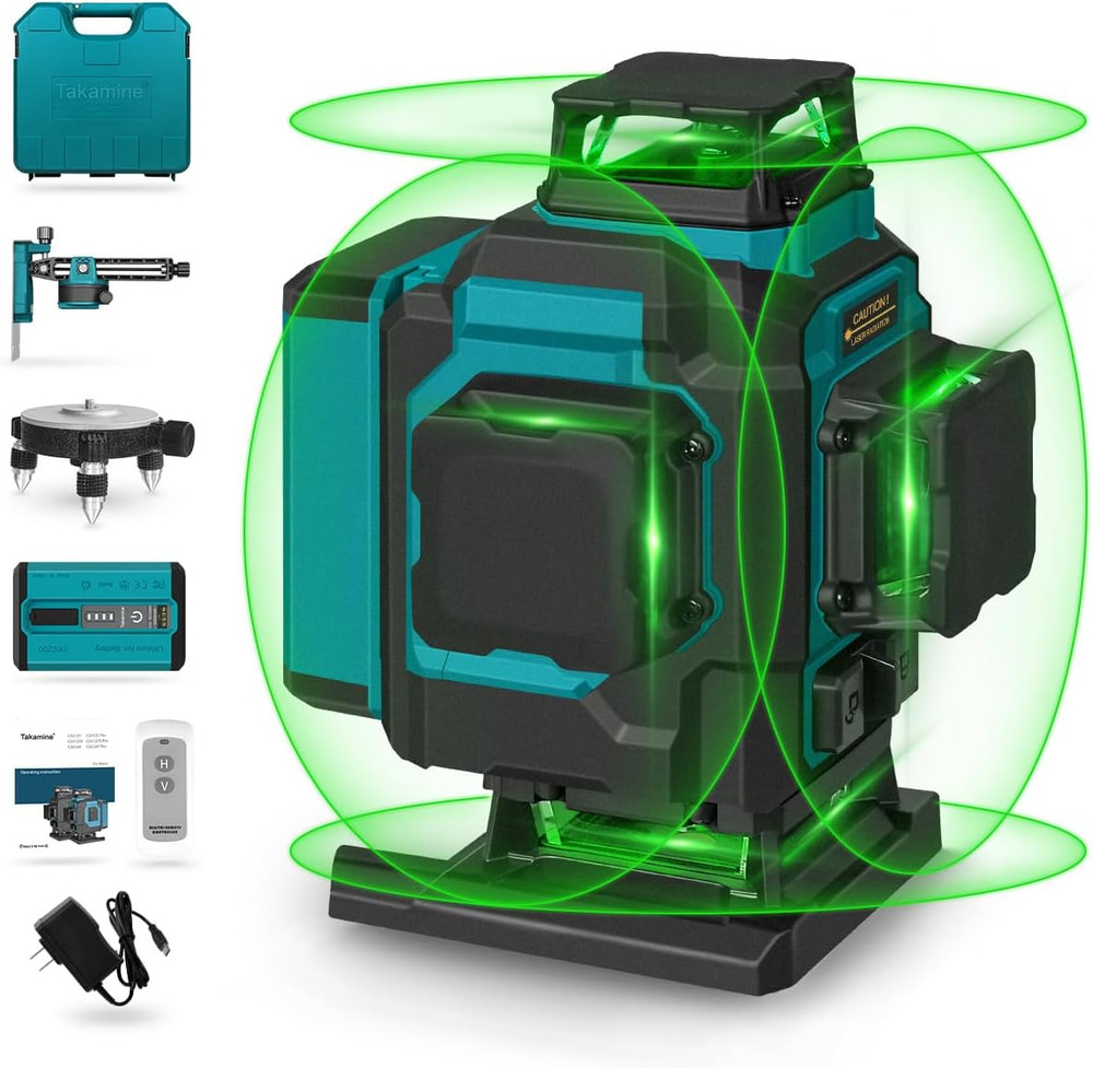 Two 360° Vertical & Two 360° Horizontal Laser Level Pulse Mode & Remote Control
