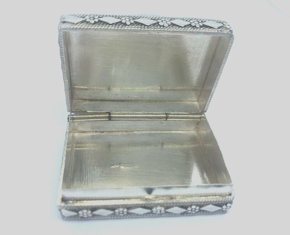 Hallmarked solid silver Tiger eye trinket box