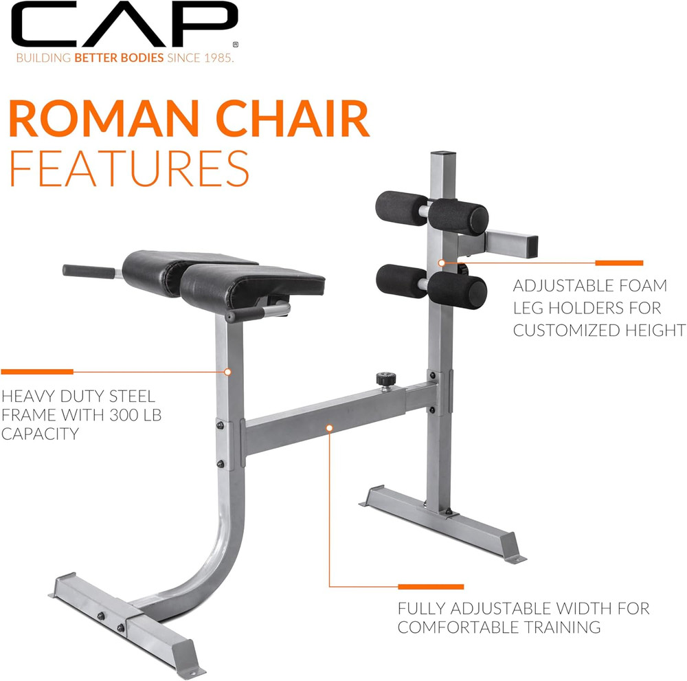 Cap Strength Roman Chair – Adjustable Back Extension Bench for Core & Glute Work