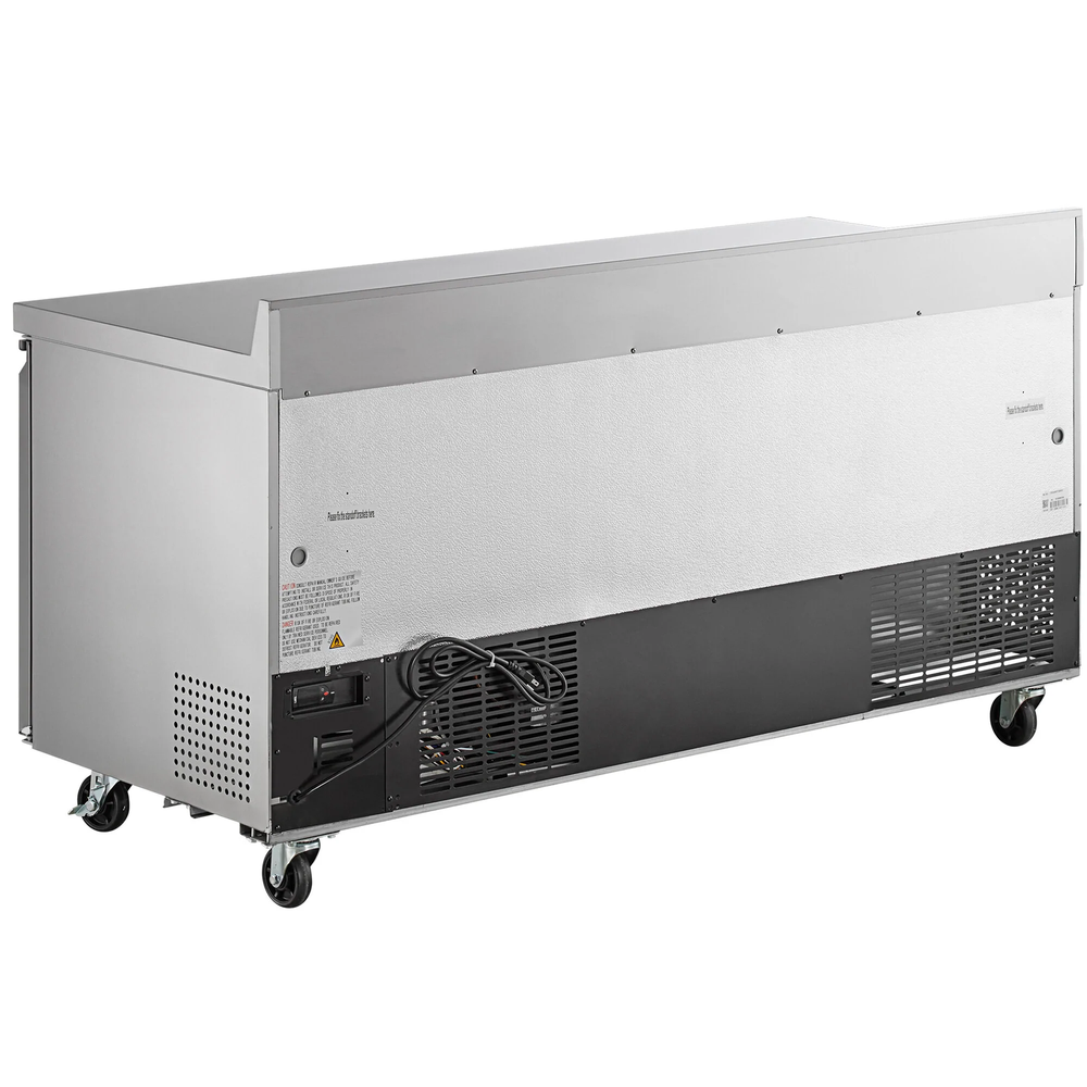 72" Three Door Worktop Refrigerator with 3 1/2" Backsplash