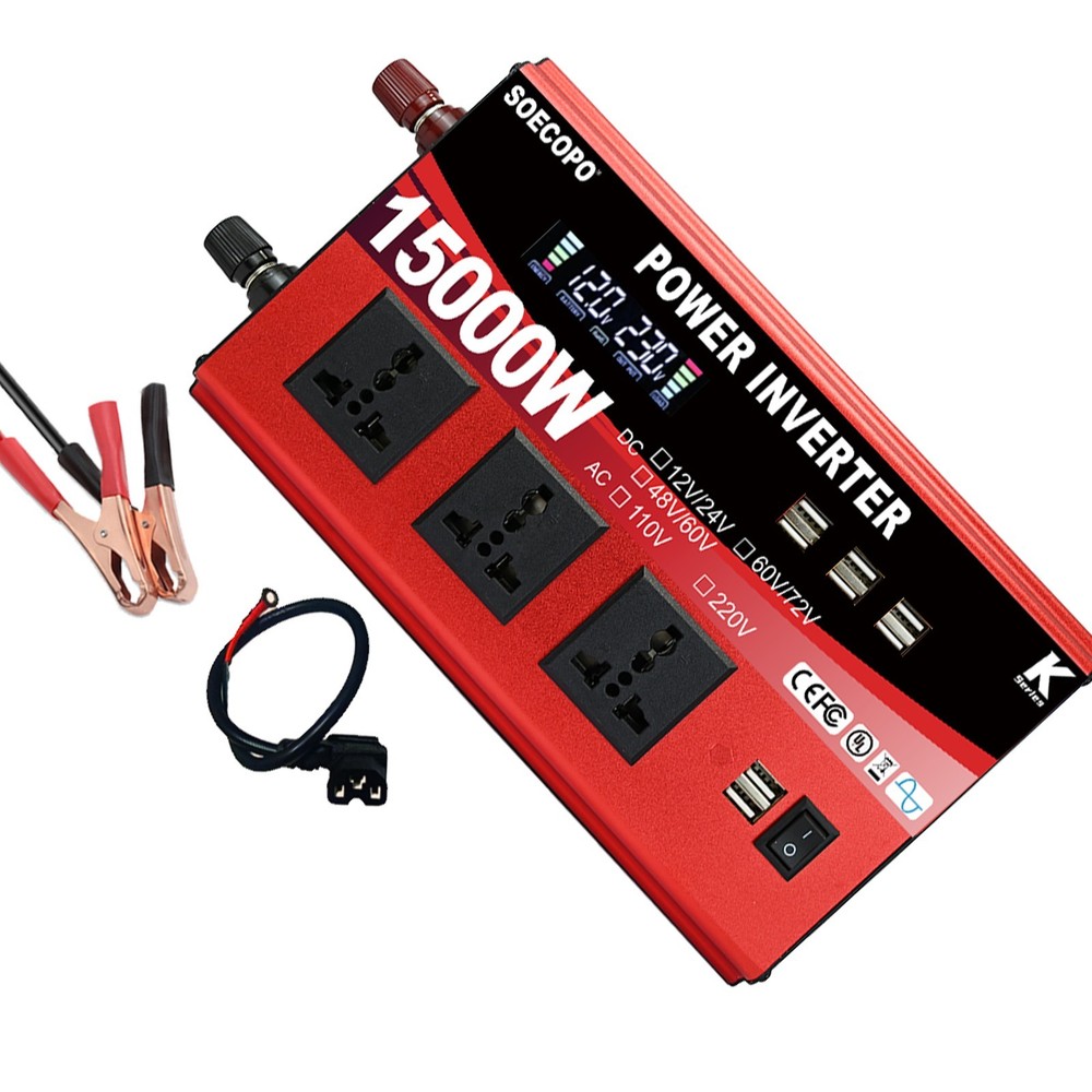 Pure Sine Wave Solar Converter 15000W Car Power Inverter DC 12-72V To AC 110VfC