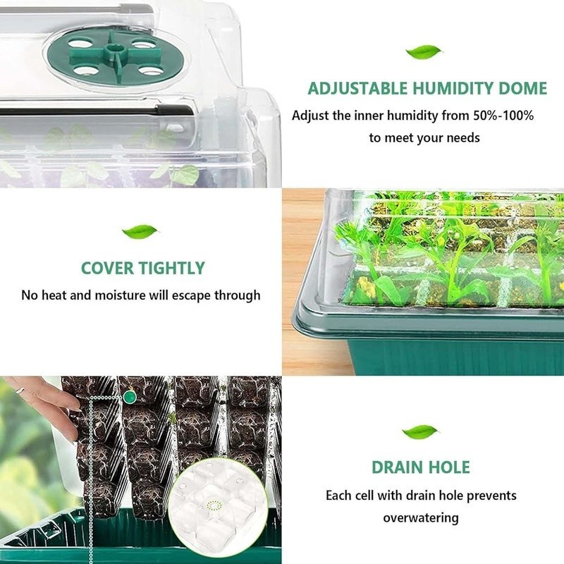 Adjustable Grow Light Seed Starter Kit W/ Humidity Dome & Germination Trays 2 Pc