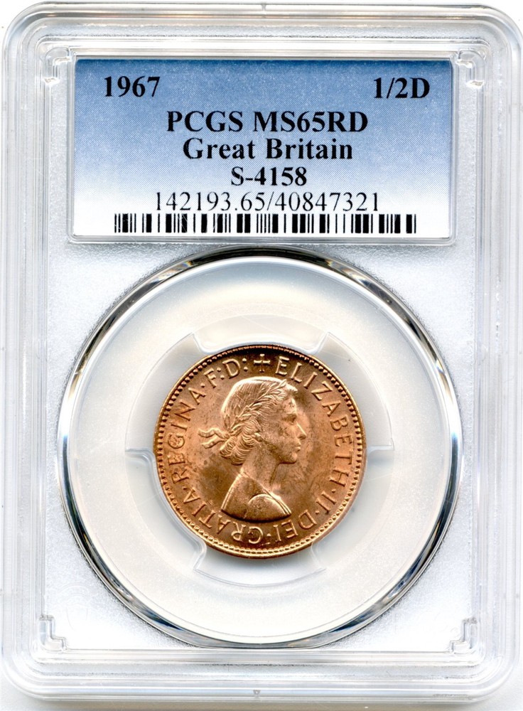 Great Britain. Half Penny. 1967 PCGS MS65 RD
