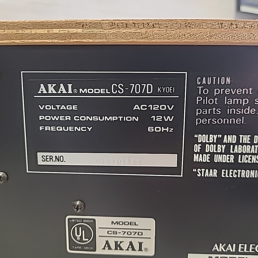 Akai Cassette Deck CS-707D Recorder Vintage See Description