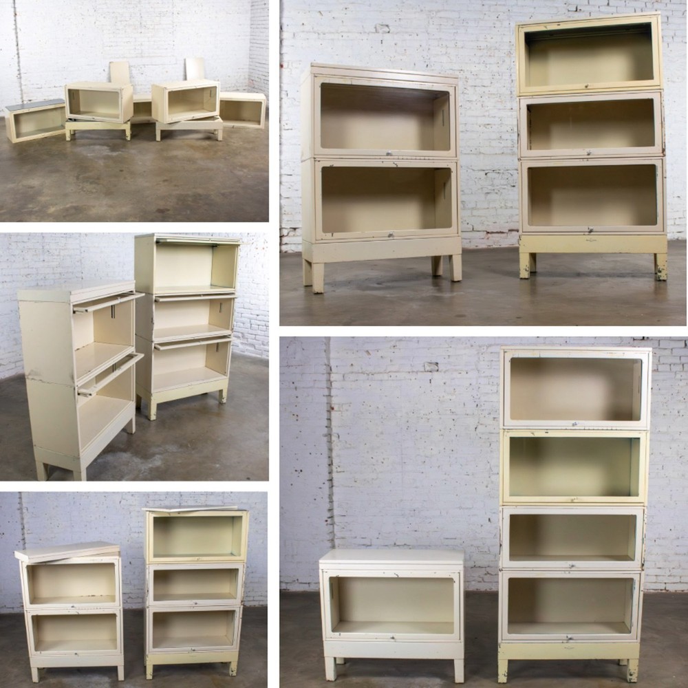 Industrial Rustic Pair Modular Stacking Barrister Bookcase by Globe-Wernicke