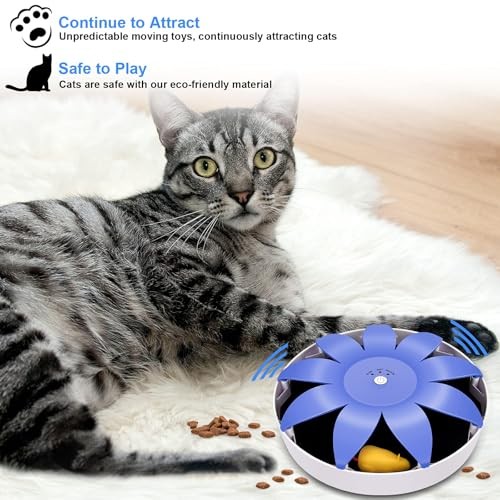 FluffyDream Automatic Electric Magnetic Spinning Cat Toys, Interactive, Blue