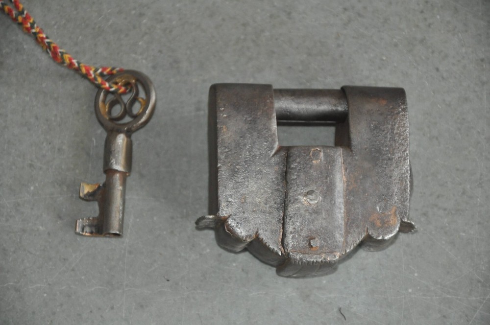 Vintage Iron Unique Typical Shape Handcrafted Solid Heavy Padlock