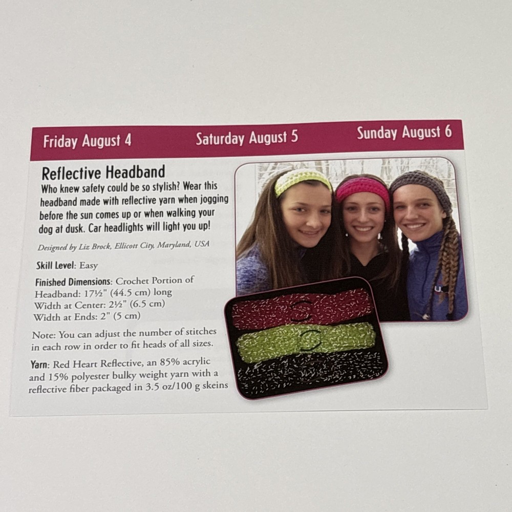 Reflective Headband Crochet Pattern Card Page