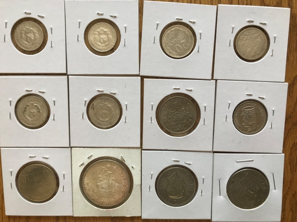 World Silver Coins. 10 total