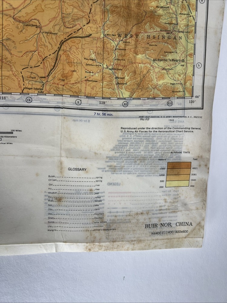AAF CLOTH CHART Eastern Asia 1943