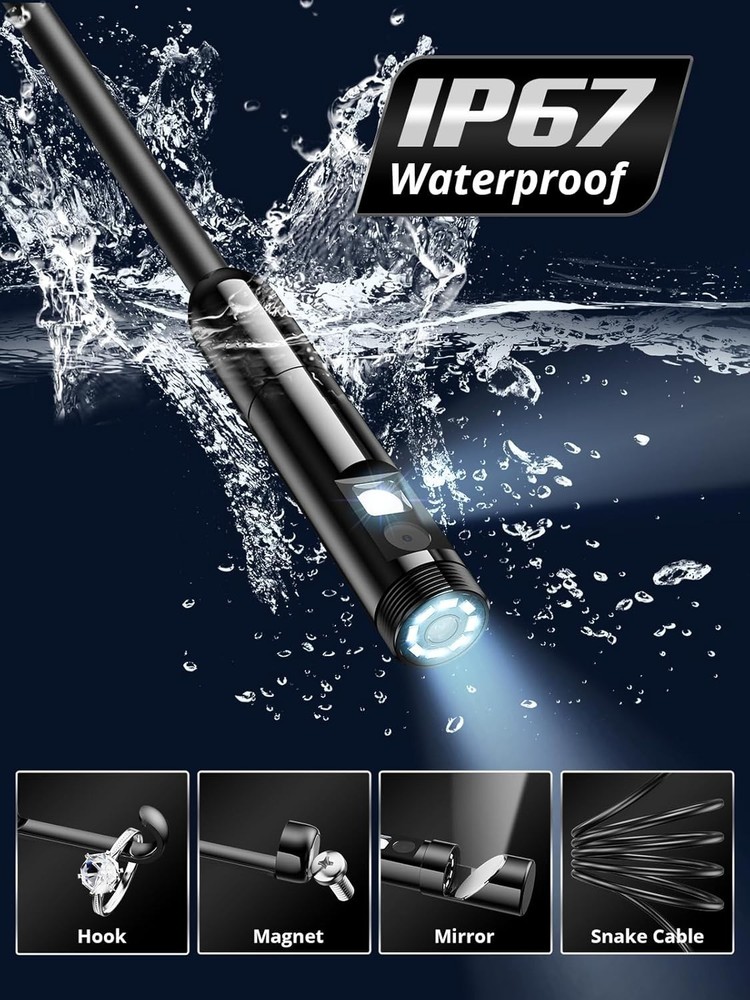 Compact 9.8FT Endoscope Camera - High Resolution, Waterproof, User-Friendly