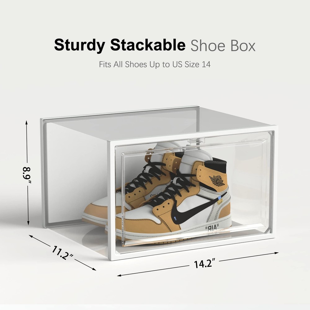 SEE SPRING 6 Pack Shoe Storage Box, Clear Plastic Stackable Shoe Organizer fo...
